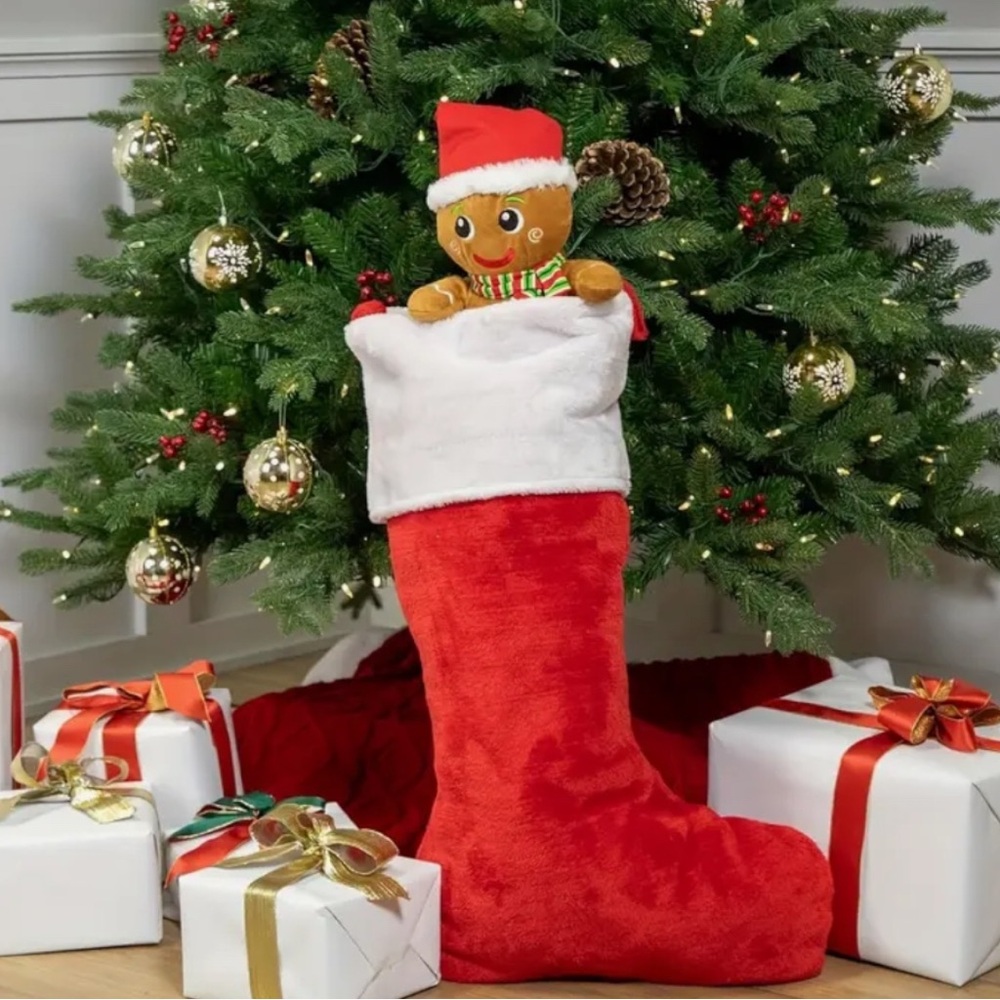 Plush Red Velvet Holiday Stocking with White Faux Fur Cuff | New in Package